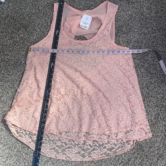 Womens juniors tank blouse cute open back lace pink top size 1X junior womens - Picture 5 of 10